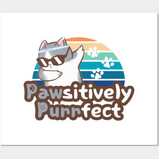 Pawsitively Purrfect cool cat and sunset Posters and Art